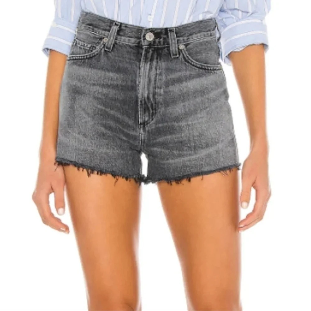 Citizens Of Humanity Gray High-Rise Frayed Hem Denim Shorts
